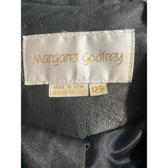 Margaret Godfrey Womens Black Leather Blazer Jacket 12P - Picture 3 of 9